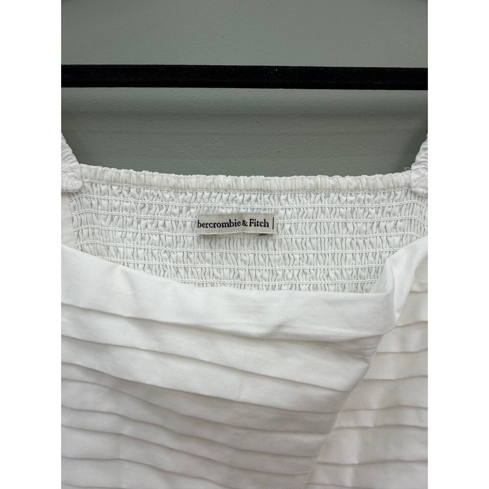 Abercrombie & Fitch White Puff Sleeve Babydoll Mini Dress Cottagecore Medium - Picture 2 of 5